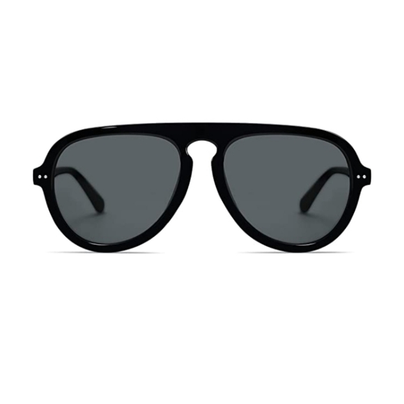 Black Aviator Sunglasses Womens Mens Vintage Plastic Frame Shades New - Picture 2 of 5